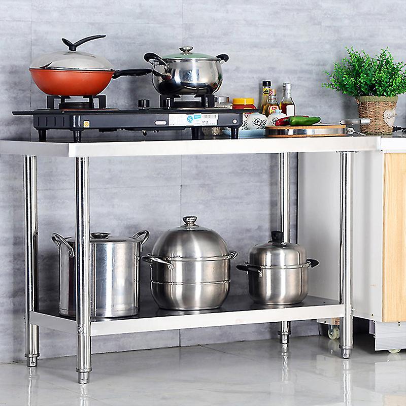 Living And Home 2 Tier Commercial Kitchen Prep & Work Stainless Steel Table