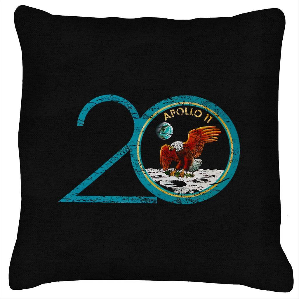 NASA Apollo 11 20th Anniversary Badge Distressed Cushion Black 40 x 40cm