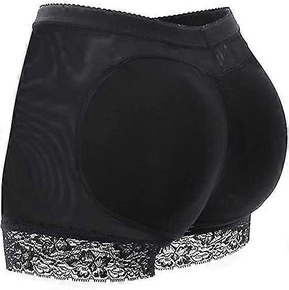 Lertenys Women Butt Lifter Shapewear Fake Butt Lifter Padded Lace Panties Seamless Hip Enhancer Black XL