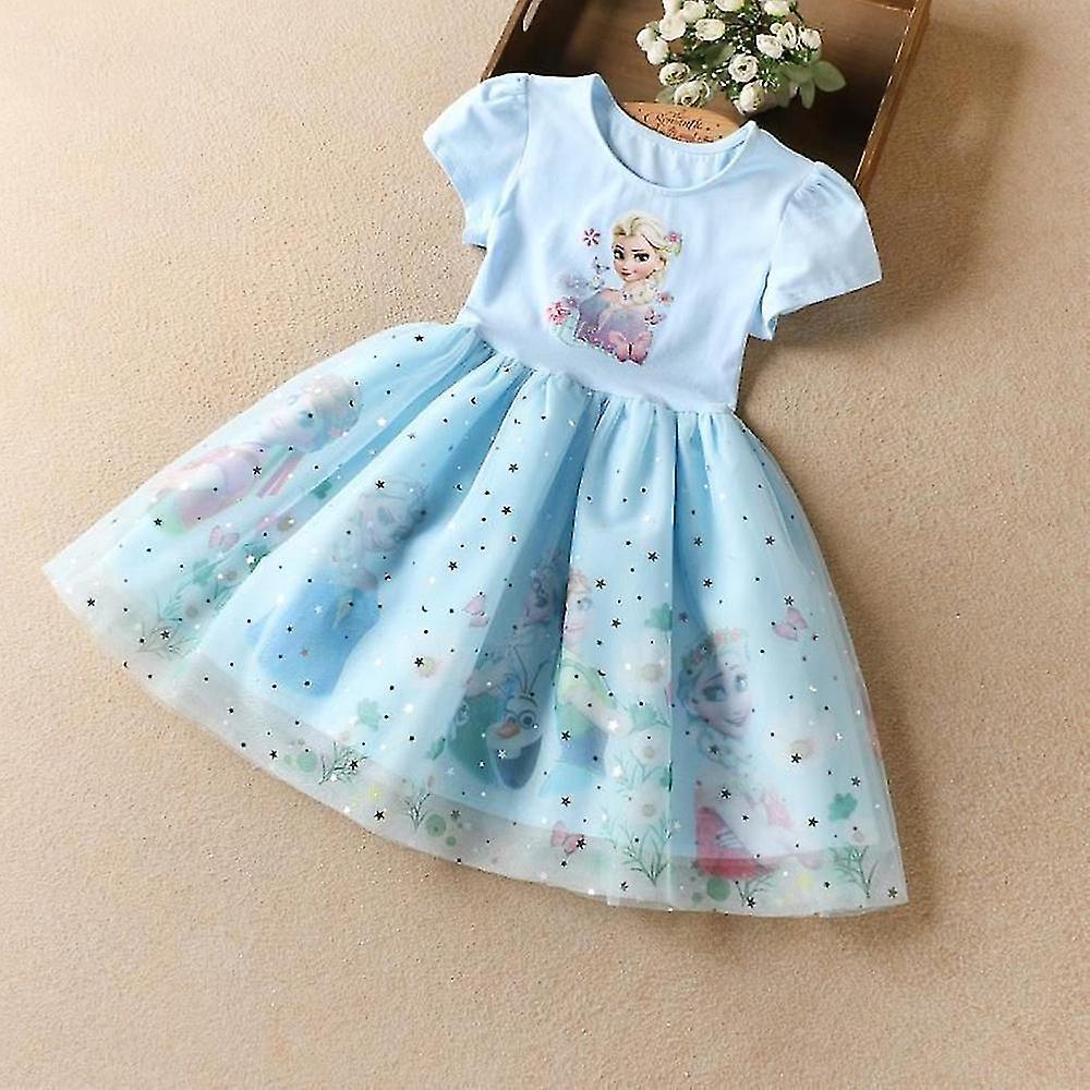 Shinestar Kids Girls Frozen Elsa Princess Tutu Dress Birthday Party 2-11 Years Blue 3-4 Years