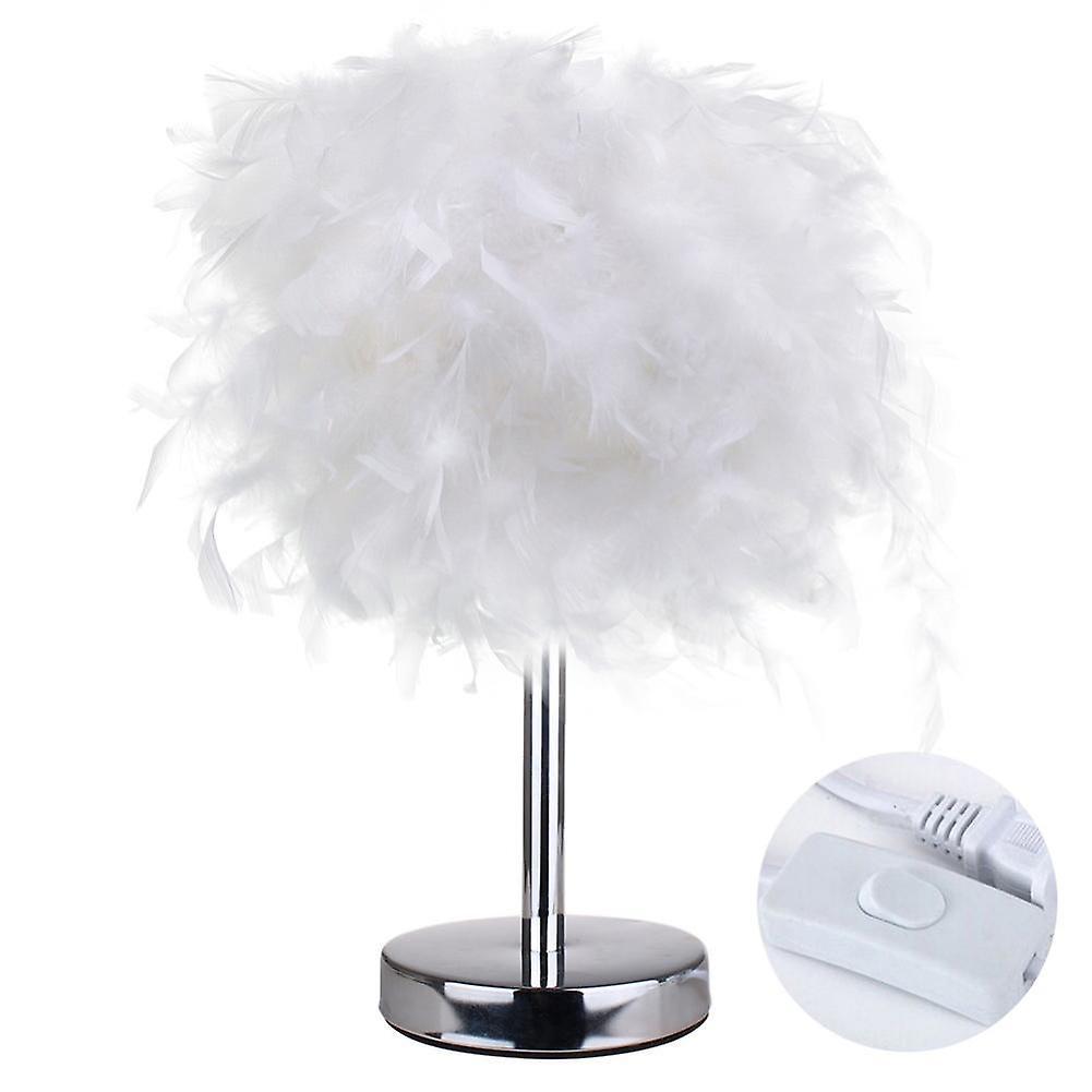 ZHOUBA E27 Bedside Table LED Lamp Feather Romantic Living Room Bedroom Desk Night Light 4#