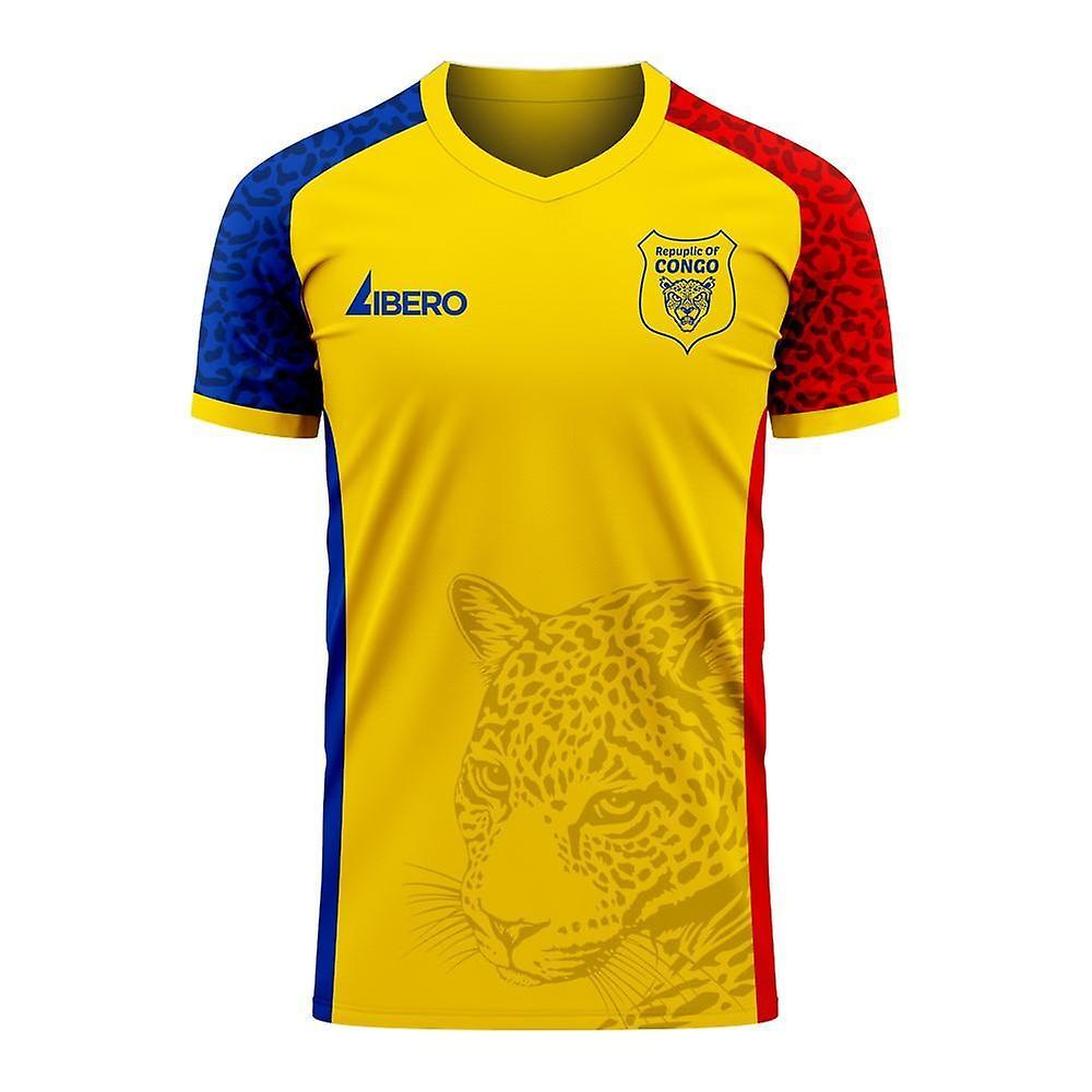 Libero Sportswear Republic of Congo 2023-2024 Away Concept Football Kit (Libero) Yellow XXL 50-52 inch Chest (124/136cm)