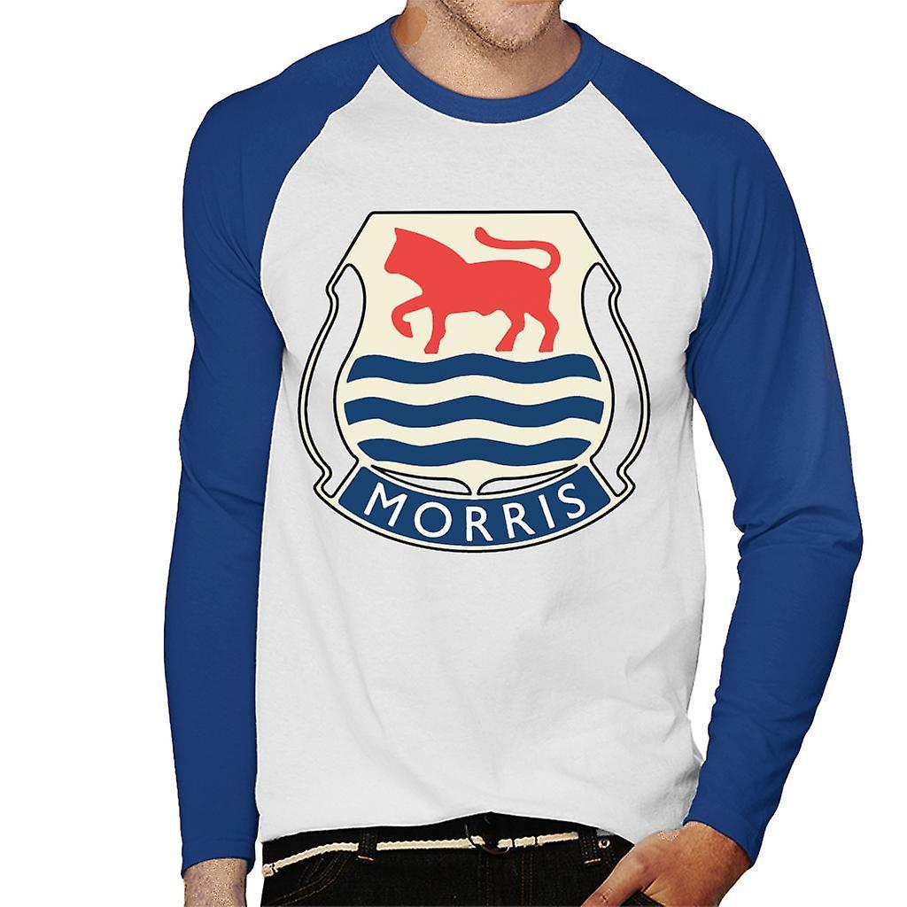 Morris Logo British Motor Heritage Men's Baseball Long Sleeved T-Shirt White/Royal X-Large