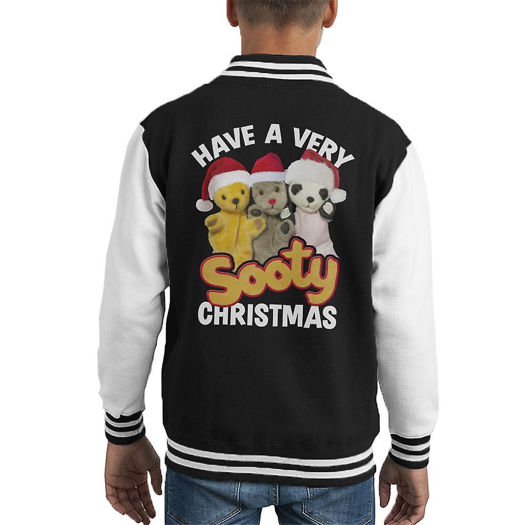 Sooty Christmas Have A Very Sooty Christmas Kid's Varsity Jacket Black/White X-Small (3-4 yrs)