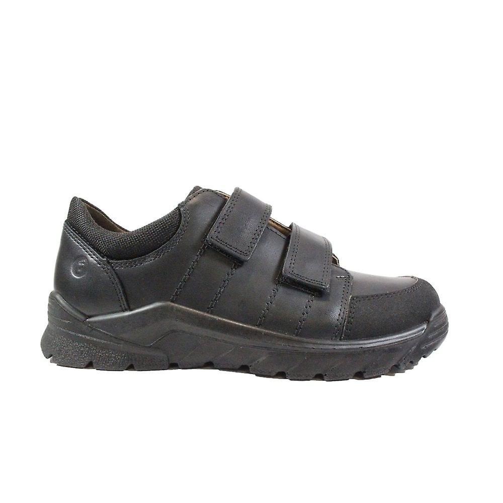 Kids Ricosta Johno | Black Leather | Medium Width | Boys Rip Tape School Shoes Eu 36