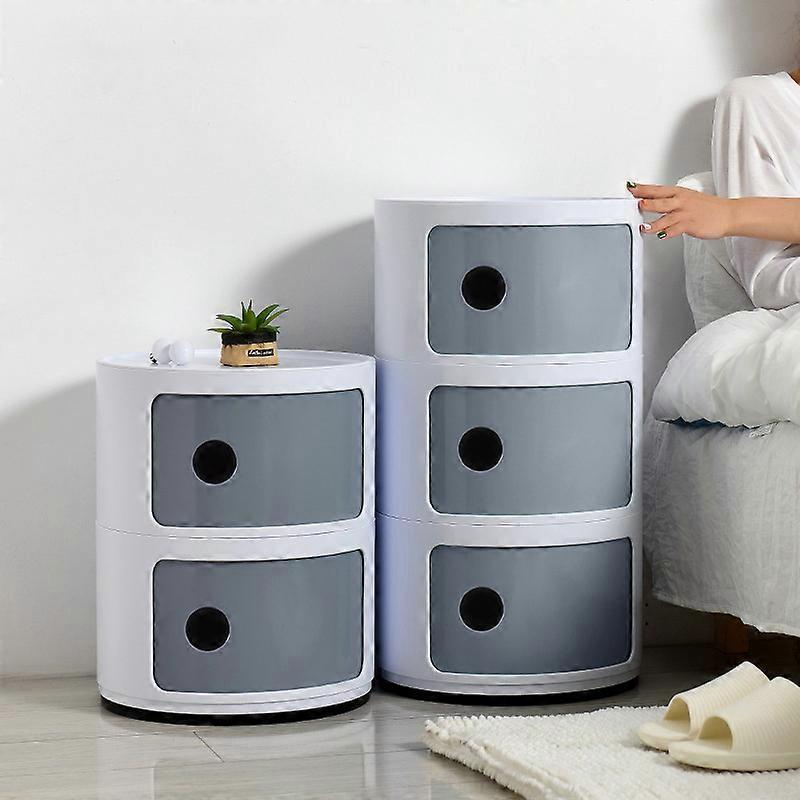 Living And Home Storage Drawer Unit 2 Tier Cylindrical Multi-Tiered Plastic Storage Drawers