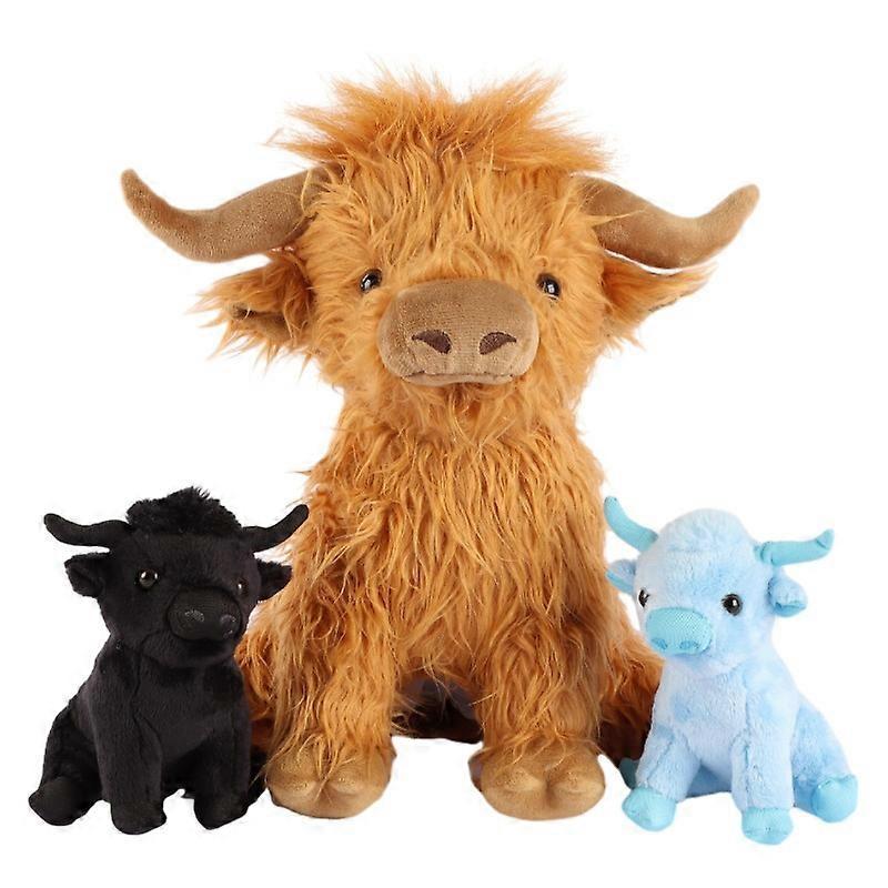 Wiuo Simulated Scottish Highland Cow Plush Doll Longhaired Cow Childrens Toy