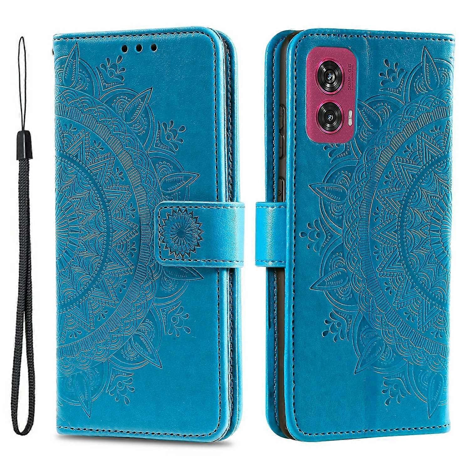 Unbrand For Motorola Edge 50 Fusion 5G Wallet Case Mandala Flower Leather Phone Cover Multicolor Style B