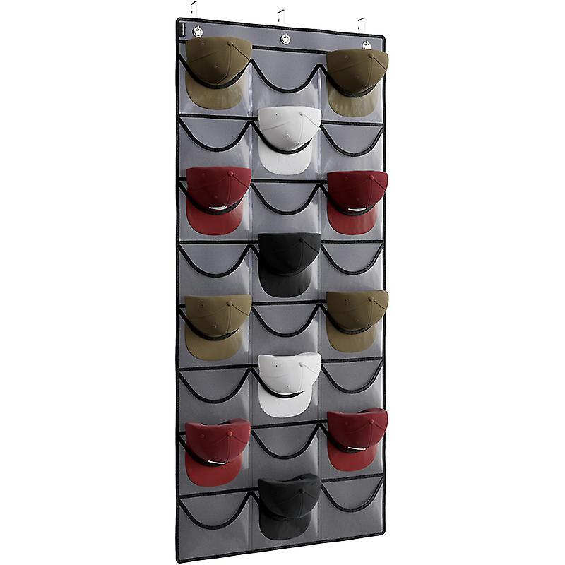 Vobobe Hat Organizer Rack for Wall or Door Hooks Included, Large Pockets for Multiple Baseball, Golf, and Sports Caps for Baseball Caps