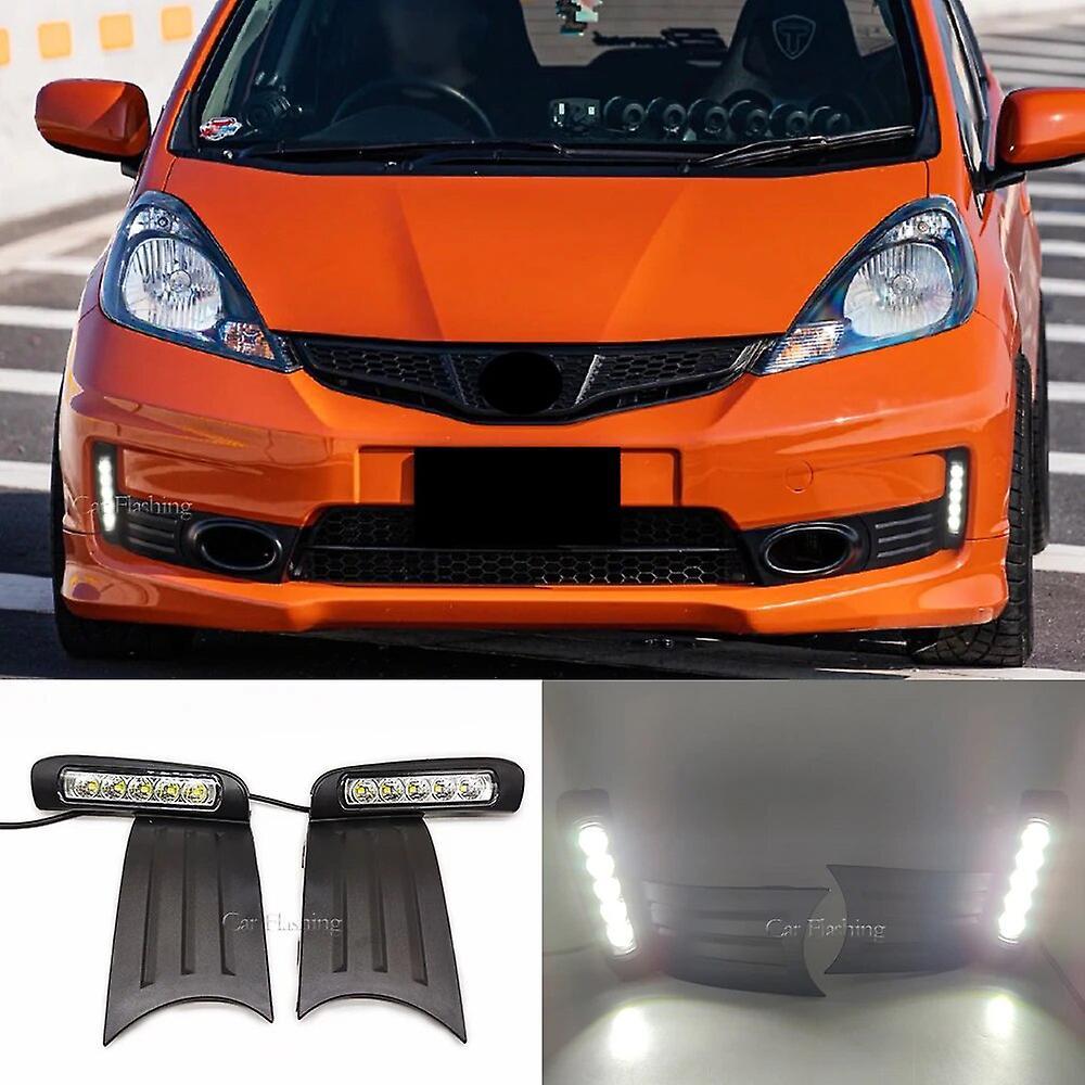 Scitoo 2pcs For Honda Fit Jazz Sport Rs 2011 2012 2013  Waterproof Car Drl Driving Led Daytime Running Light Fog Lamp Cover White CHINA