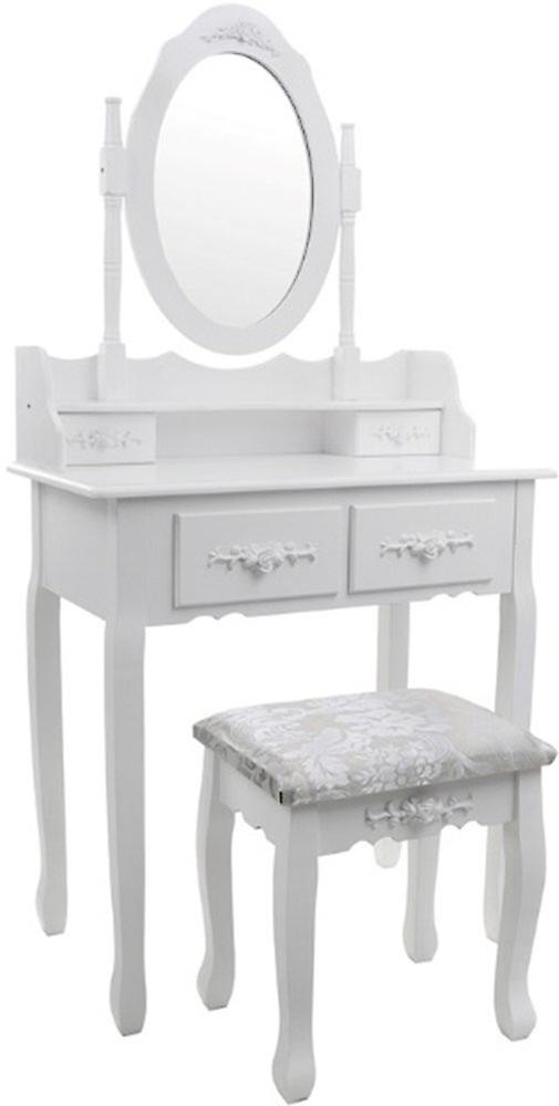 Viking Choice Wooden dressing table classic white - with mirror and matching stool Kaptafel met spiegel en kruk