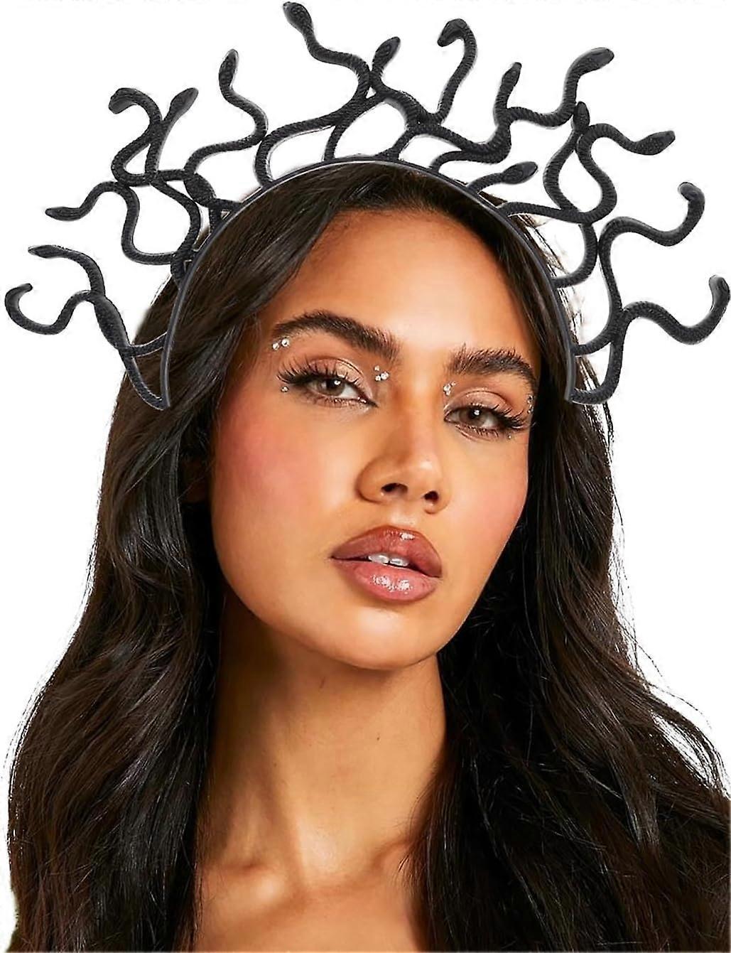 Taiyuan Medusa Snake Headband Black Greek Goddess Headpiece Halloween Dress up Headdress Carnival Party Costume Hair Accessories for Women and Girls