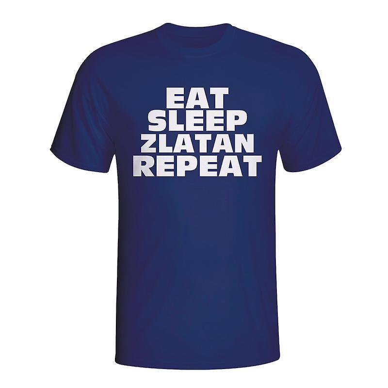 Gildan Eat Sleep Zlatan Repeat T-shirt (navy) Womens M (Size 12 - 34 inch Chest)