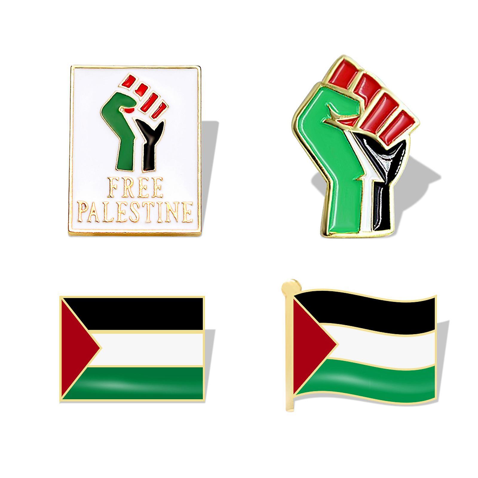 unbrand 4pcs Palestine Flag Brooch Pin, Free Palestine Fist Badge Pin Lapel, Free Palestine Badge Emblem Brooch Pin For Hat Clothes