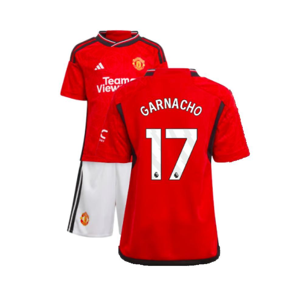 Adidas 2023-2024 Man Utd Home Mini Kit (Garnacho 17) Red 5-6 Years