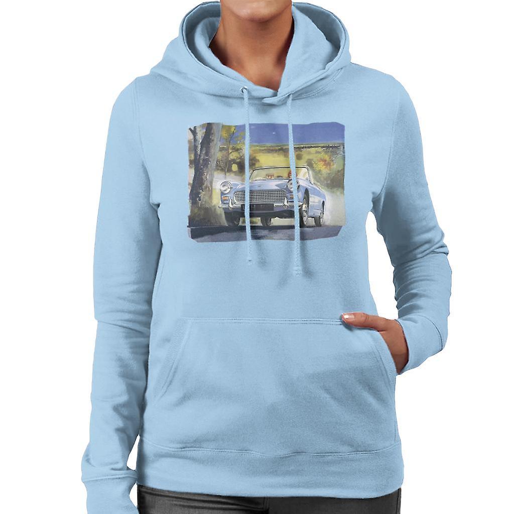 Austin Healey Countryside Background British Motor Heritage Women's Hooded Sweatshirt Sky Blue Medium