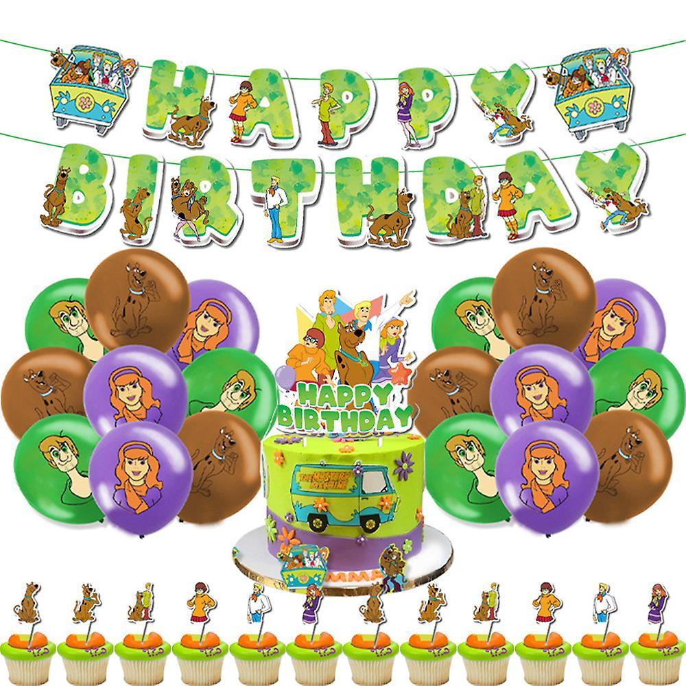 Sevenday Scooby Themed Kids Happy Birthday Party Supplies Kit Banner Balloons Cake Cupcake Toppers Decoration Set