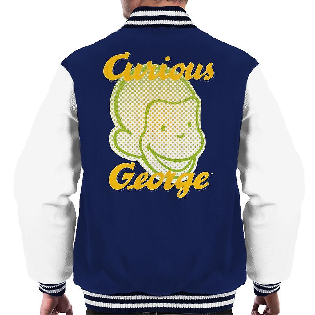 Curious George Face Logo Men's Varsity Jacket Navy/White Medium