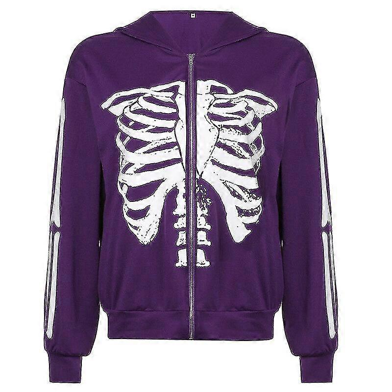 Snniv Y2k Rhinestone Skeleton Zip Up Oversized Sweatshirts Autumn Goth Hoodies Women Grunge Hooded Jacket Streetwear Y2k Clothing Red XL