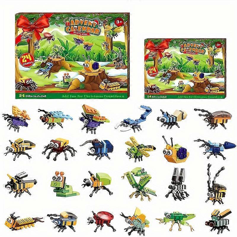 Wiuo Insect assembled building blocks blind box Christmas countdown handtearable calendar childrens Christmas gift toys Q2