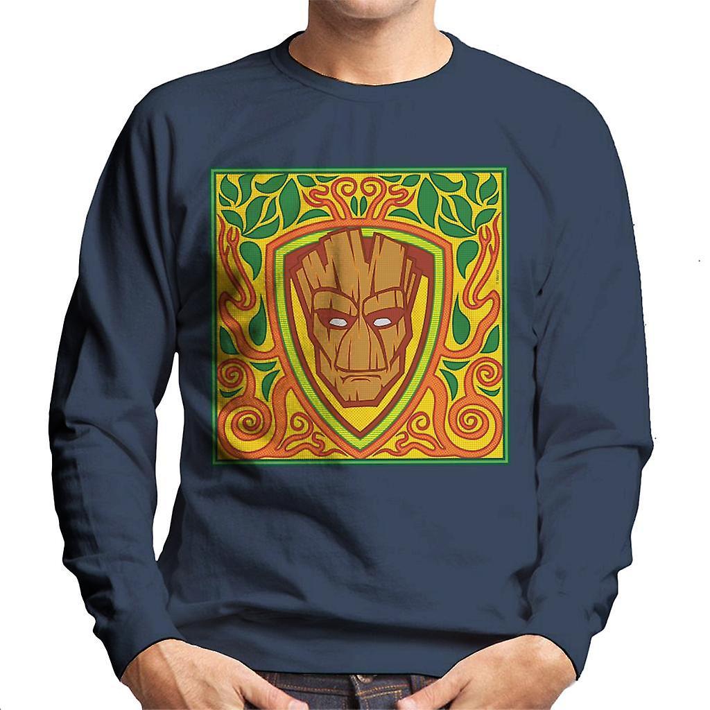 Marvel Guardians Of The Galaxy Groot Symmetrical Shield Men's Sweatshirt Navy Blue XX-Large