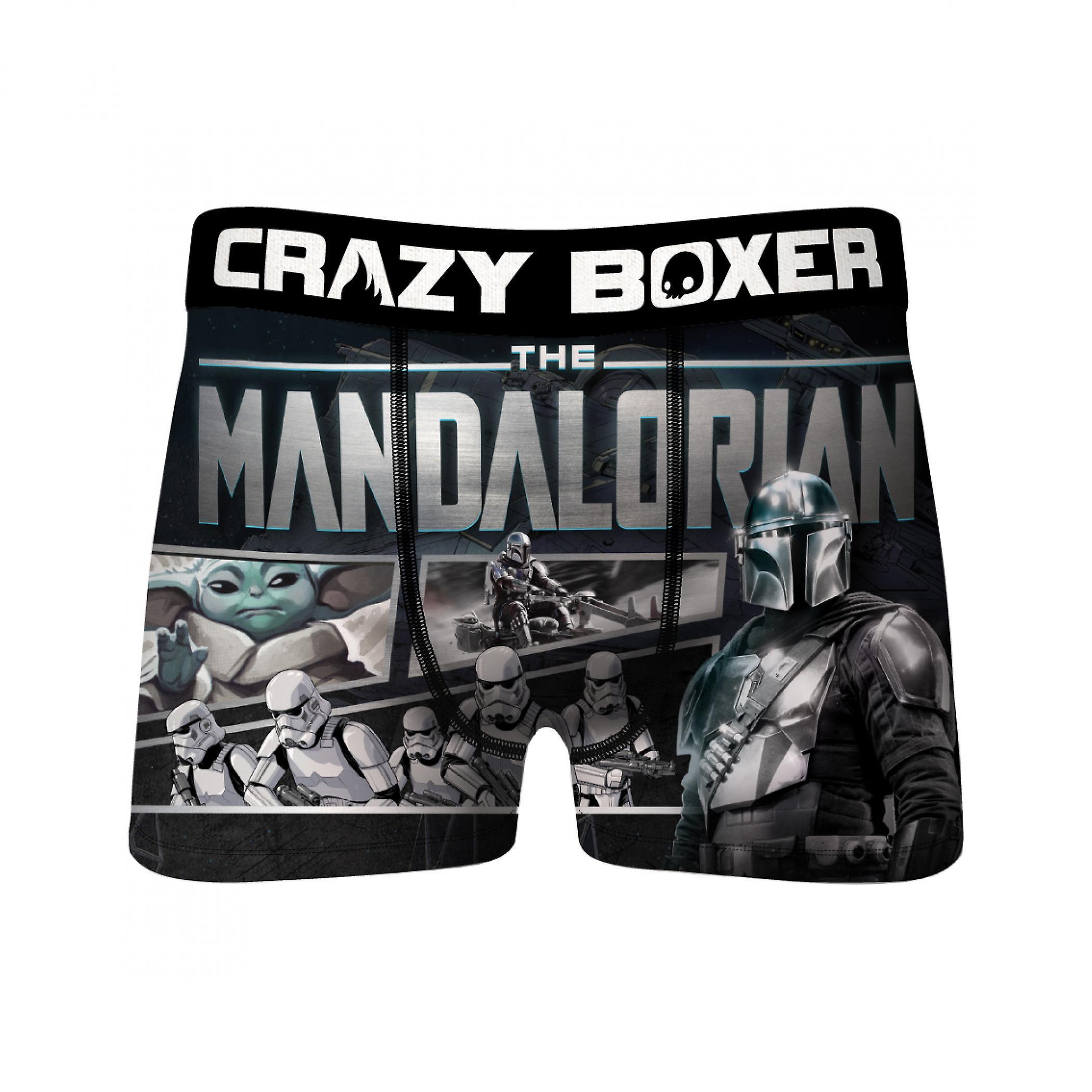 Crazy Boxers Star Wars The Mandalorian and Child Scene Boxer Briefs Black XXLarge (44-46)