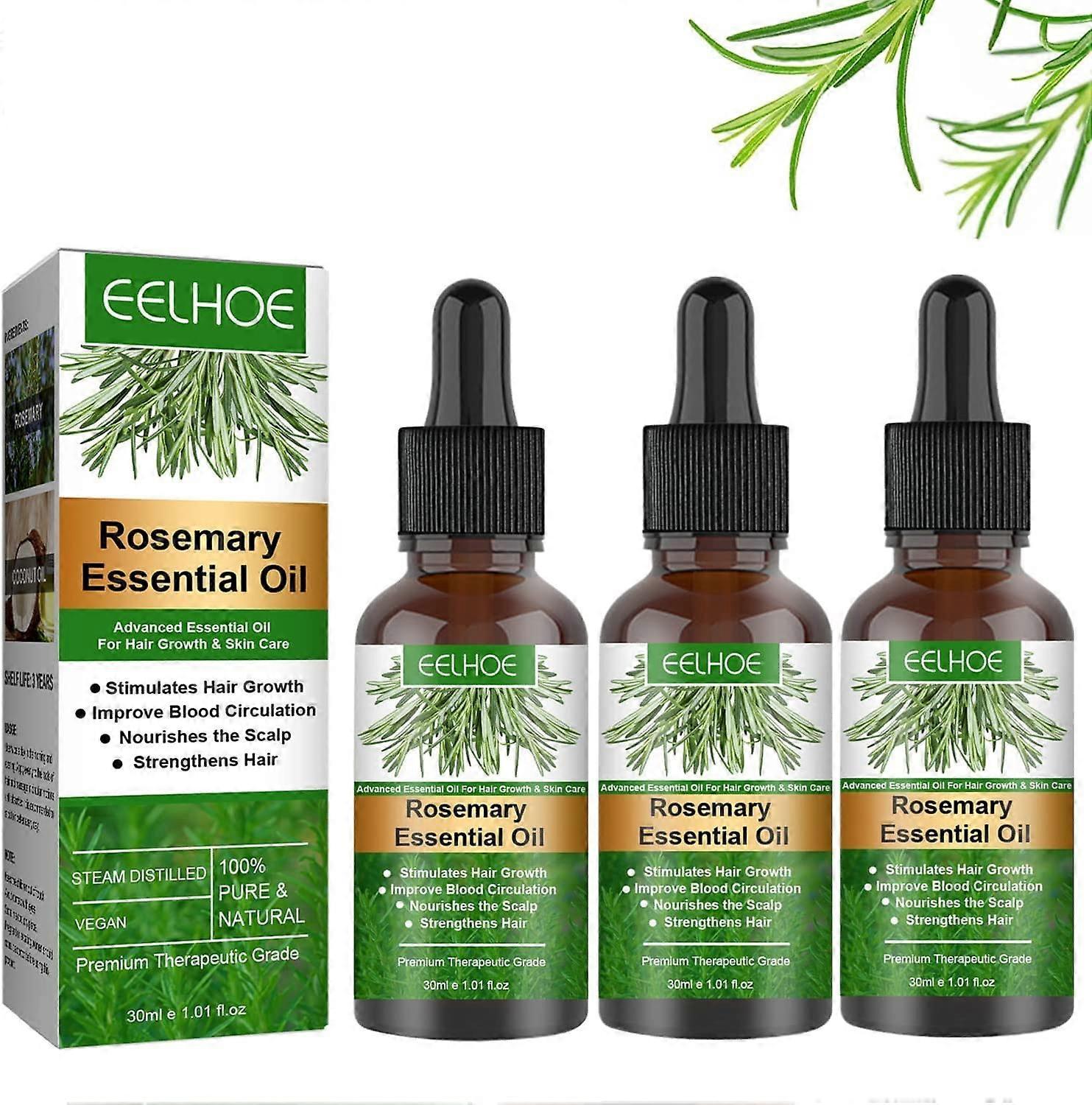 Zhiyi Rosemary Oil For Hair Growth, Rosemary Essential Oil For Hair Loss Regrowth Treatment, Strengthens Hair, Nourishes Scalp 3Pcs