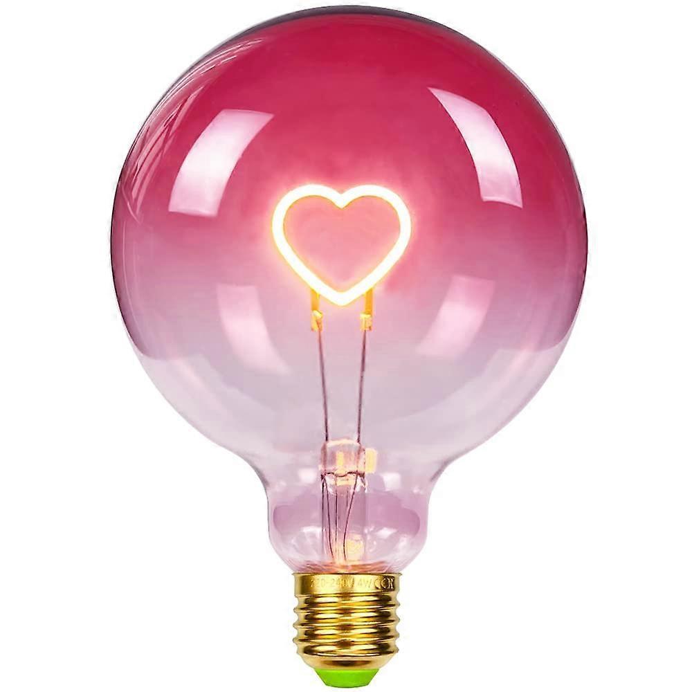 Tsim Led Bulb Large Globe Edison Bulb G125 Pink Color Heart Filament 2W Dimmable Specialty Decorative Light Bulb 220-240V E27