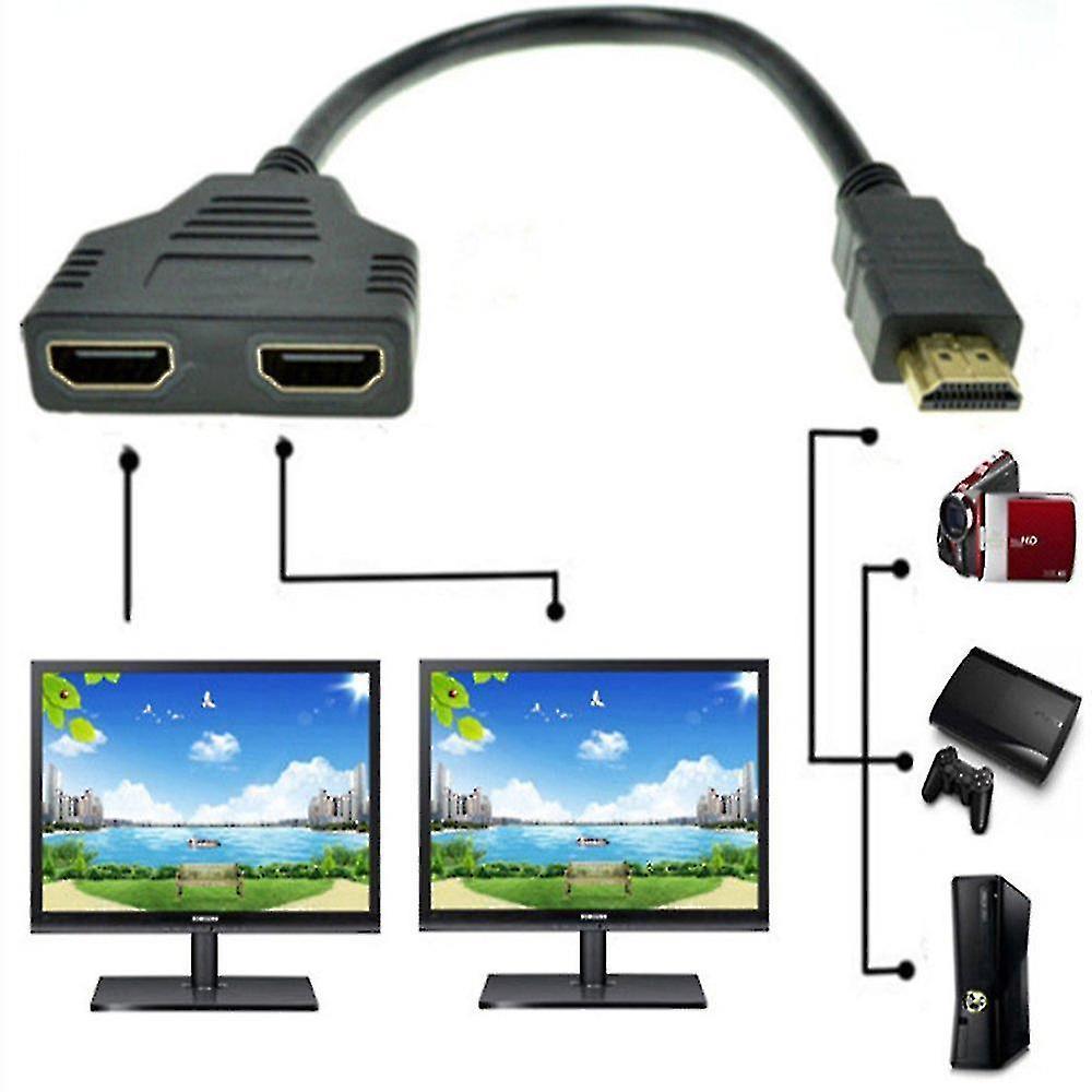 Ddyyhe Hdmi Splitter - Hdmi Splitter Adapter Cable Splitter Hdmi Male To Dual Hdmi Female 1 To 2 Way