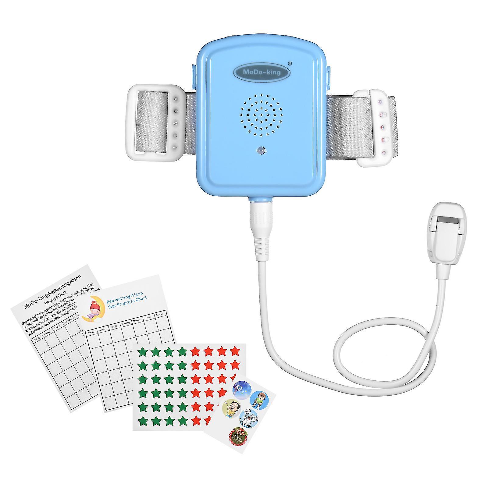 Bbxc Bedwetting Alarm - Enuresis Alarm With Light, Sound, Vibration, 3 Modes, Volume Control (light Blue)