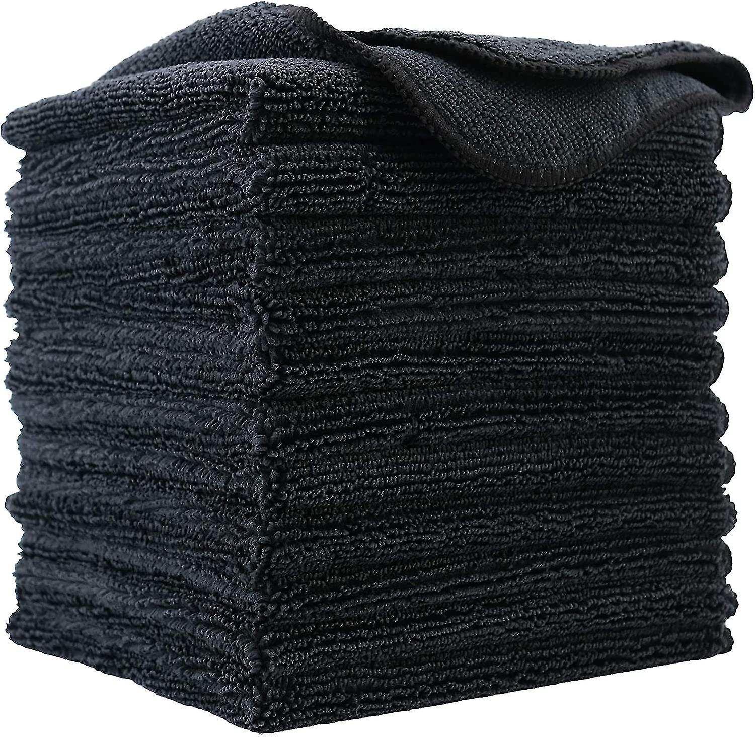 POTATO Premium Microfiber Cleaning Cloth, 30 X 30 Cm(12 Pack) (black)