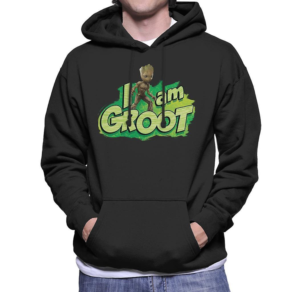 Marvel Guardians Of The Galaxy Vol 2 I Am Groot Leaf Men's Hooded Sweatshirt Black Small