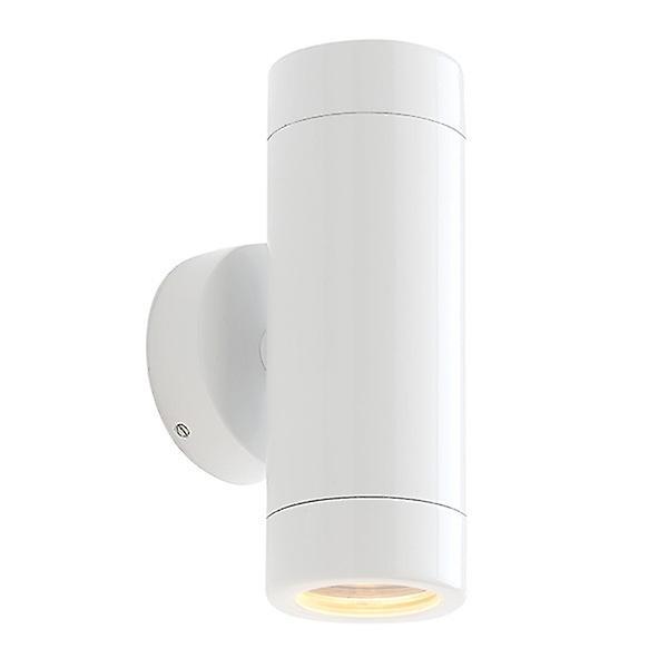 Saxby Lighting (Poole) Odyssey Outdoor Wall IP65 7W Gloss White Paint & Clear Glass 2 Light Dimmable IP65 - GU10