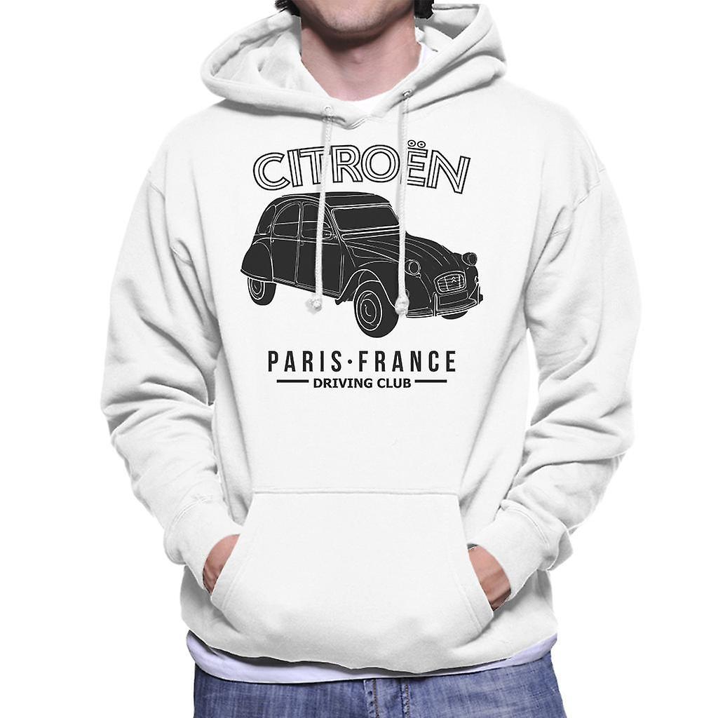 Citro�n Citroen Driving Club Black 2CV Paris France Men's Hooded Sweatshirt White Medium