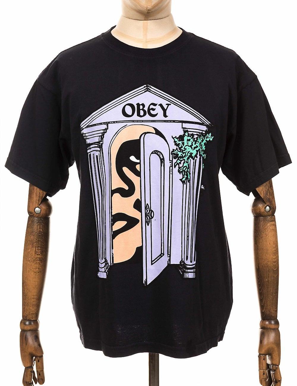 Men's Obey Clothing Mausoleum Heavyweight Classic Box Tee - Off Black Small