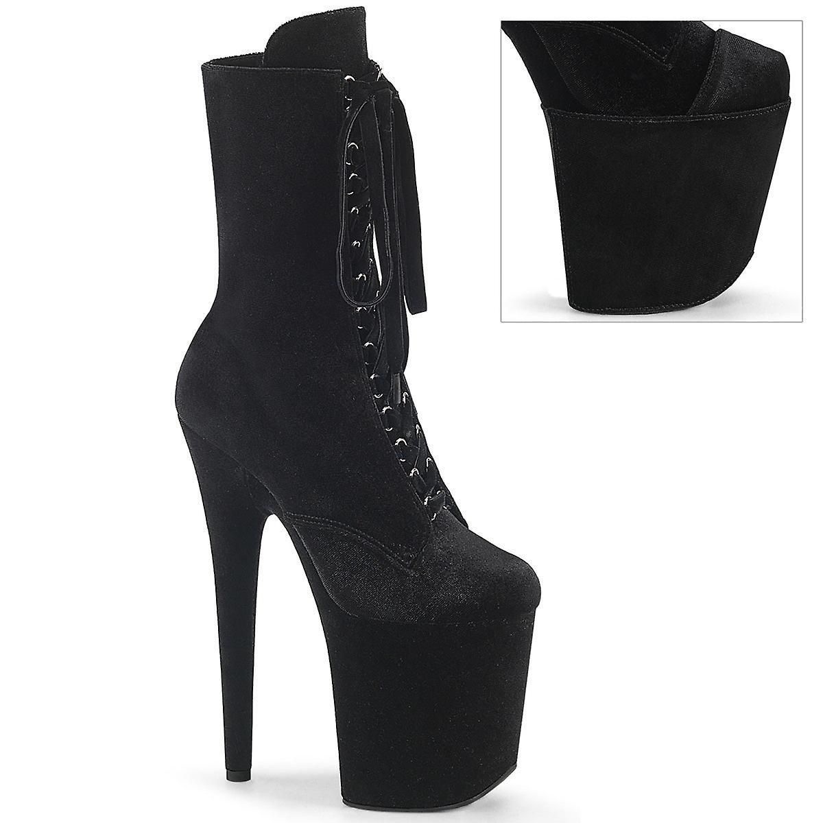 Pleaser  ankle boots flamingo-1045vel blk velvet/blk velvet Uk 5/eu 38/us 8