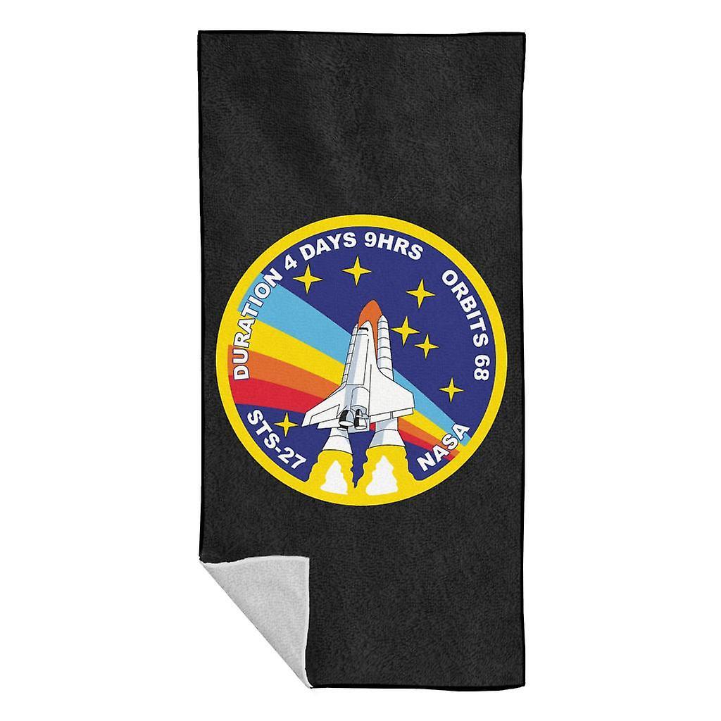 NASA STS 27 Atlantis Mission Badge Beach Towel Black 70 x 140cm