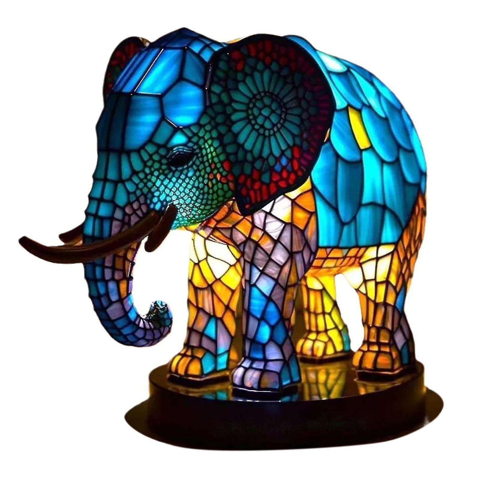 Boris 2024 Animal Table Lamp Series Stained Glass Animals Shape Table Lamp 3d Animal Shape Table Lamps For Home Decorations For Home elephant