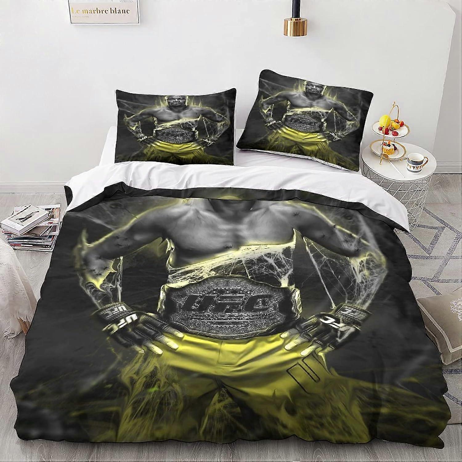 Kerota UFC Bedding Set D MMA Fighter Duvet Cover Set Hypoallergenic Soft Comforter Quilt Cover with Pillowcases Single135x200cm