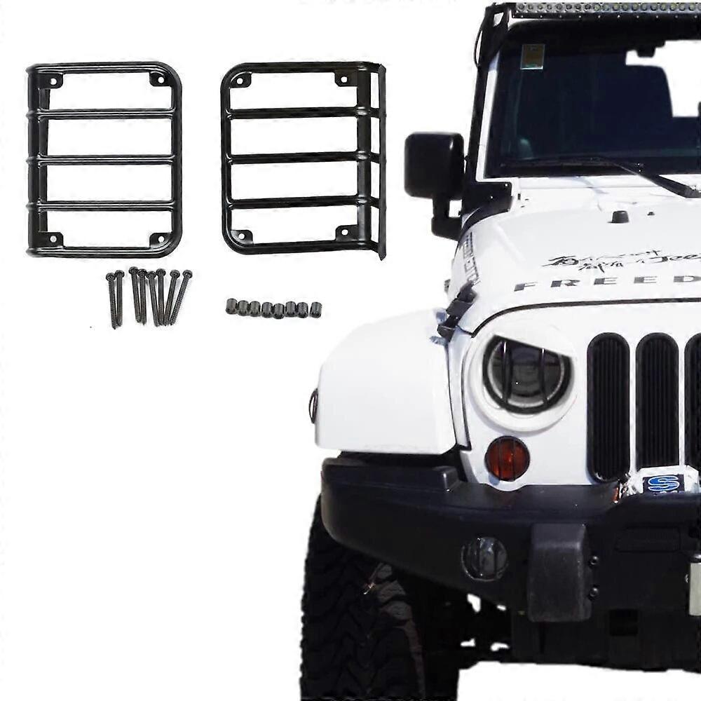 Redkid 1 Pair Black/Chrome Light Guard Rear Tail Light Covers Cage For Jeep Wrangler JK Unlimited 2007-2018 Taillights Cover