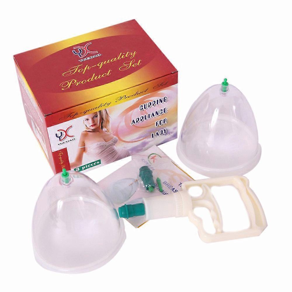 Flye Breast 2 Cups System Breast Enlargement Massager Breastfeeding Suction Pump Clear