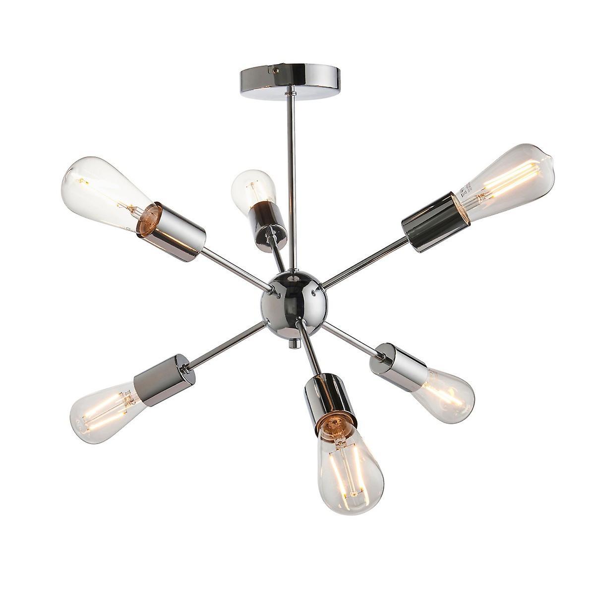 Rubens 6 Light Semi Flush Light Chrome Plate E27