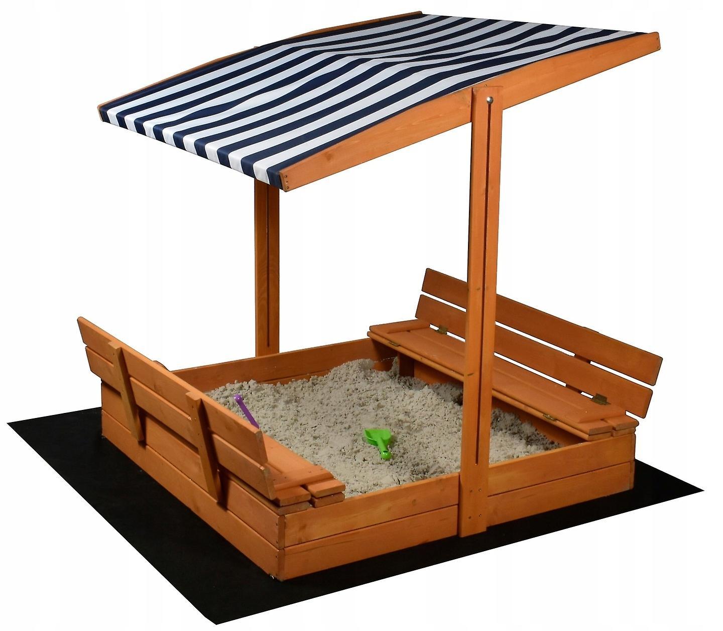 Viking Choice Sandbox with roof - toys and groundsheet - 120x120x120 cm Wood/Blue/White