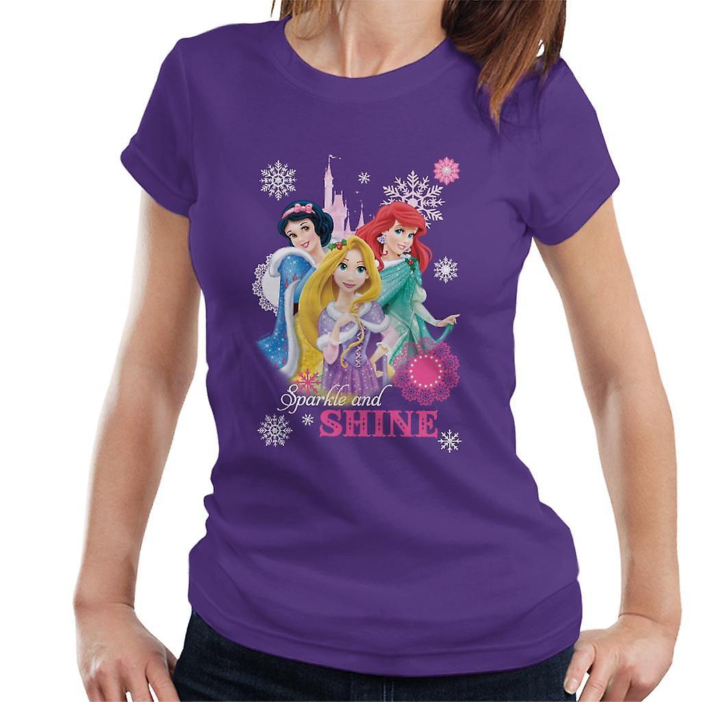 Disney Christmas Princesses Sparkle And Shine Women's T-Shirt Purple XX-Large