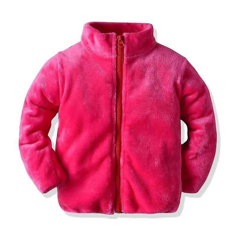 Slowmoose Autumn Winter Baby Flannel Jacket Coat Zipper Plush Casual Outerwear Snowsuit 9M / Rose Red