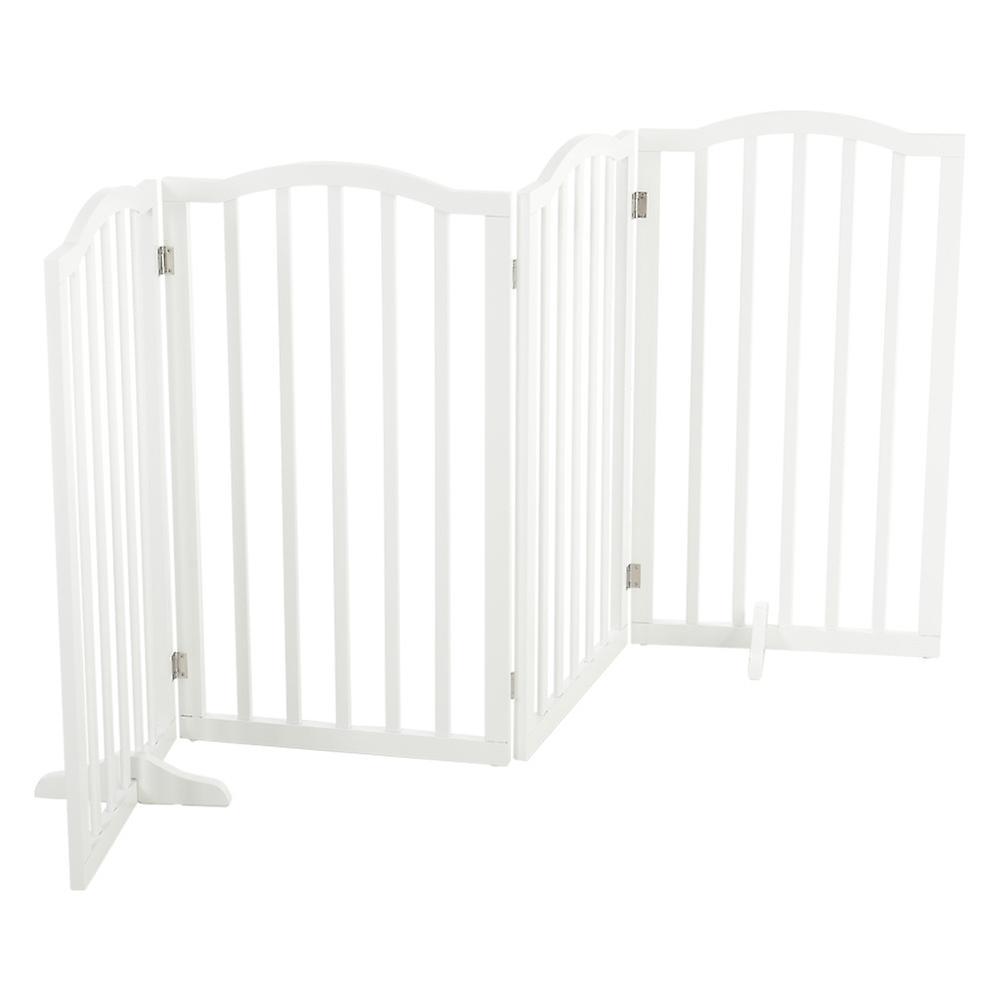 Living And Home Freestanding Pet Gate Wooden Dog Gate with Support Feet Foldable 4 Panel Pet Fence Safety Barrier for the House Doorway Stairs