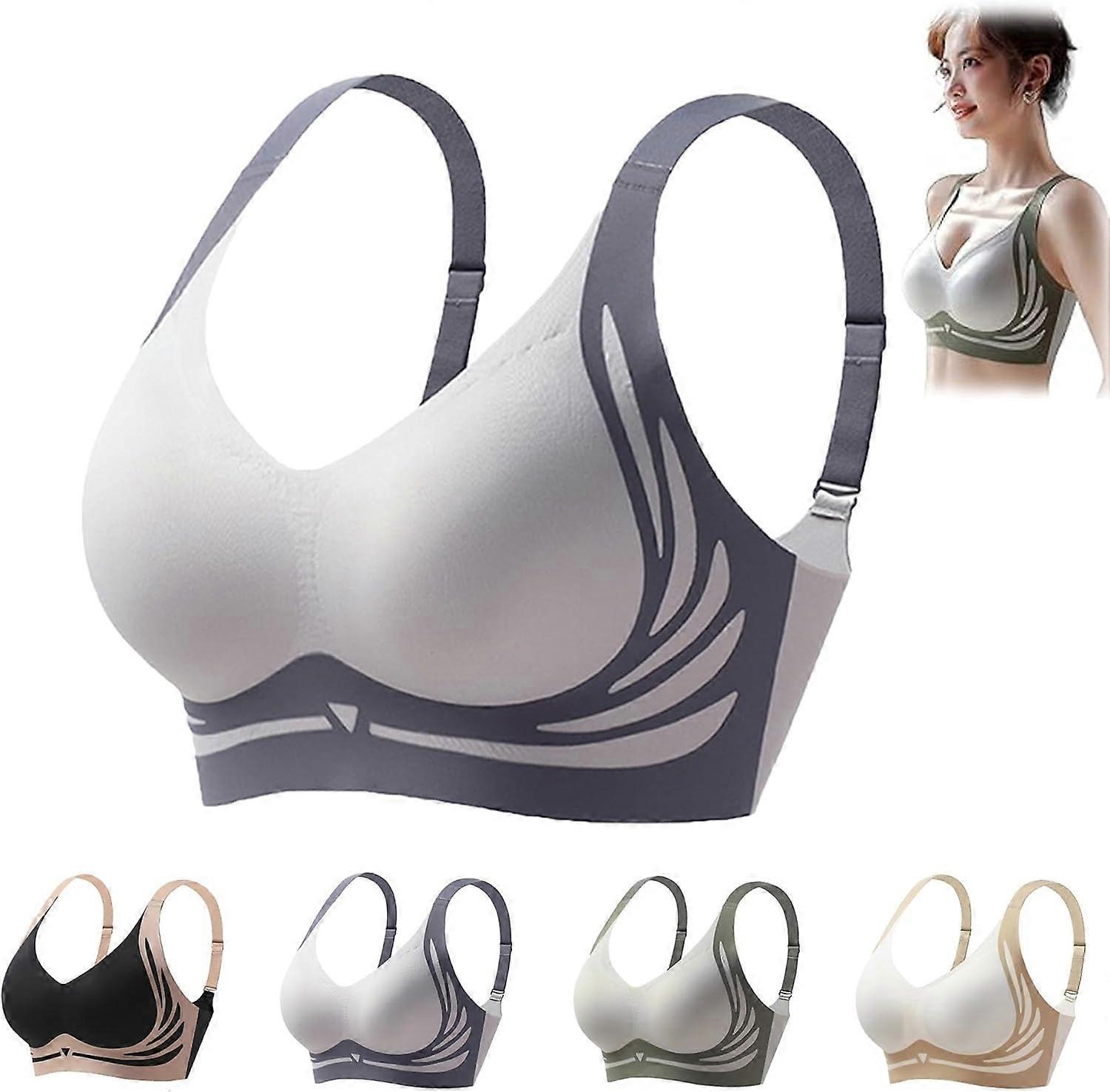 Unbrand Super Gather Bra Wireless Push-Up Bra Soft Comfortable Gather Bra Lift Bra Women Lingerie Everyday Sports Bras Blue M