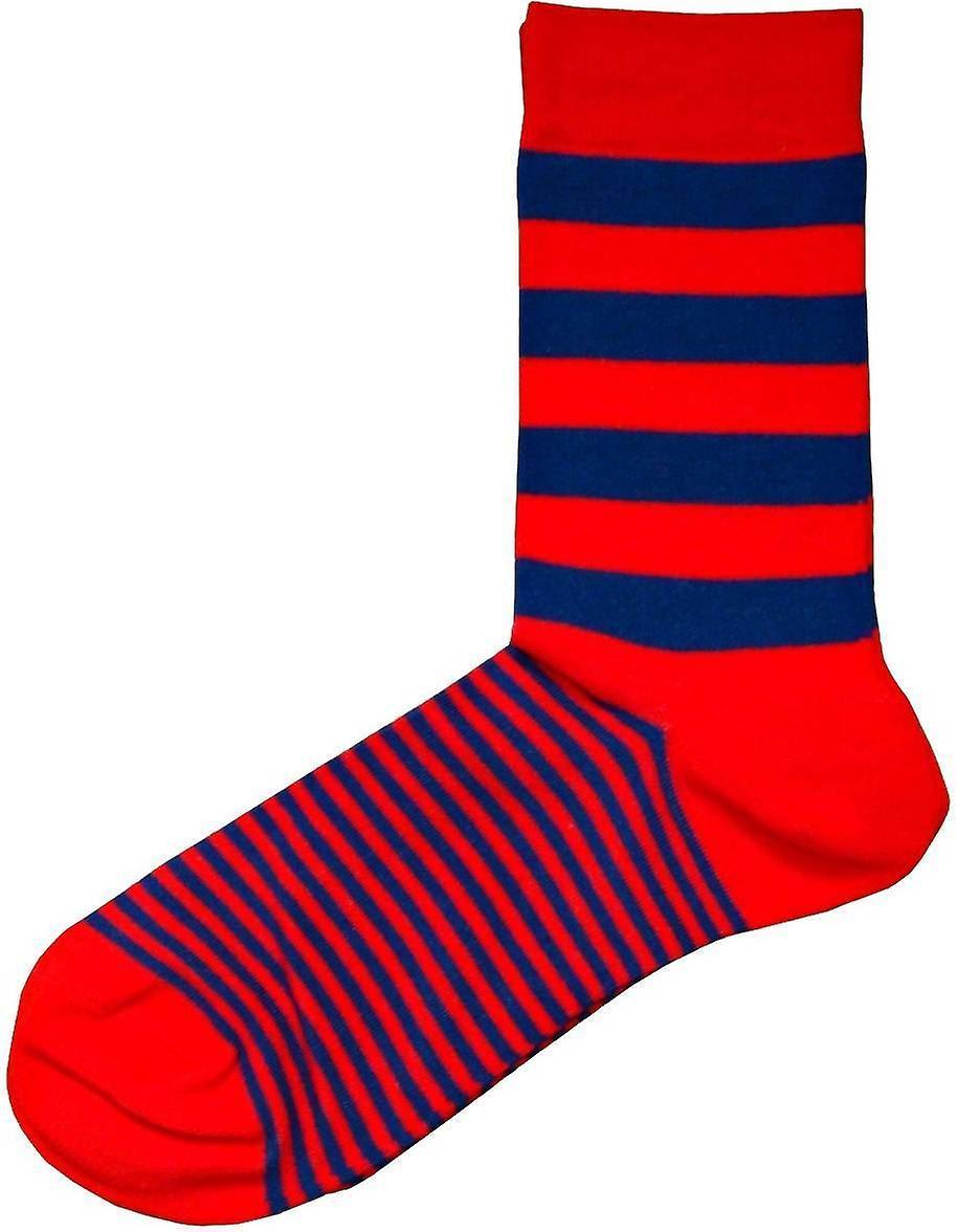 Bassin and Brown Graded Multi Striped Socks - Red/Blue