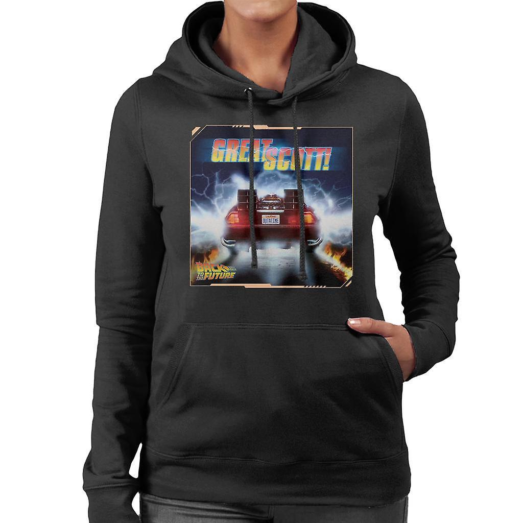 Back to the Future Delorean Great Scott Women's Hooded Sweatshirt Black Large