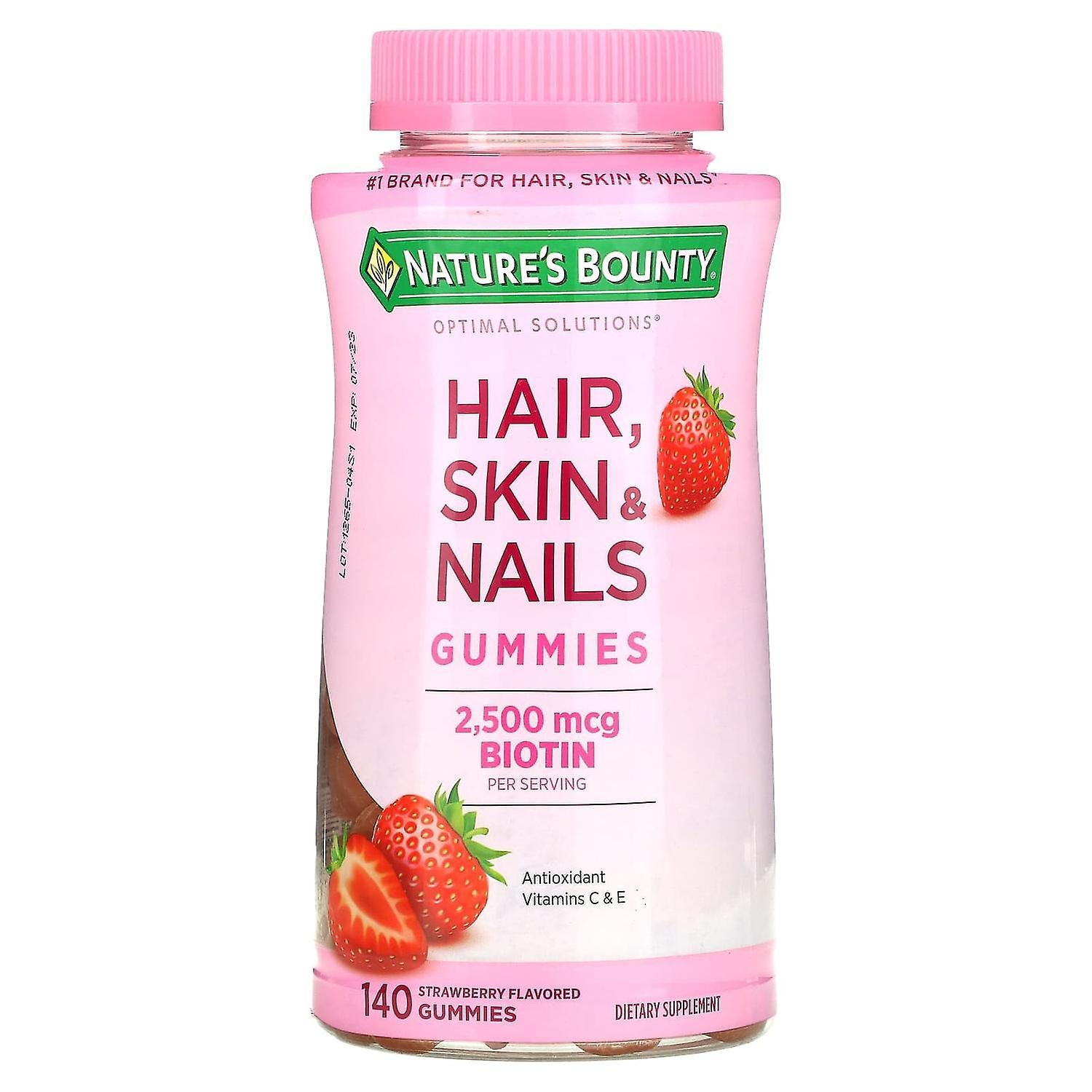 Natures Bounty Nature's Bounty, Hair, Skin & Nails Gummies with Biotin, Strawberry, 1,250 mcg, 140 Gummies